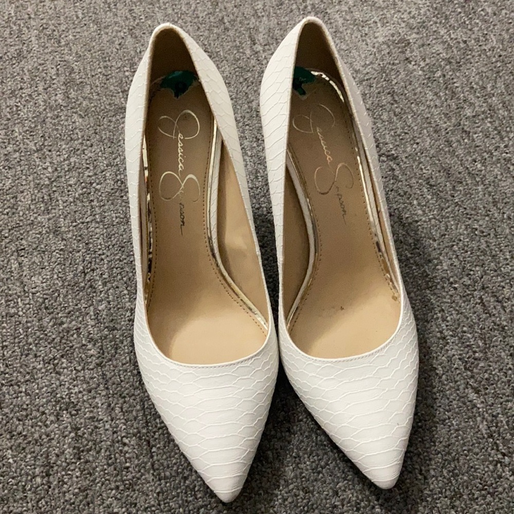 Jessica simpson white leather heels size 8